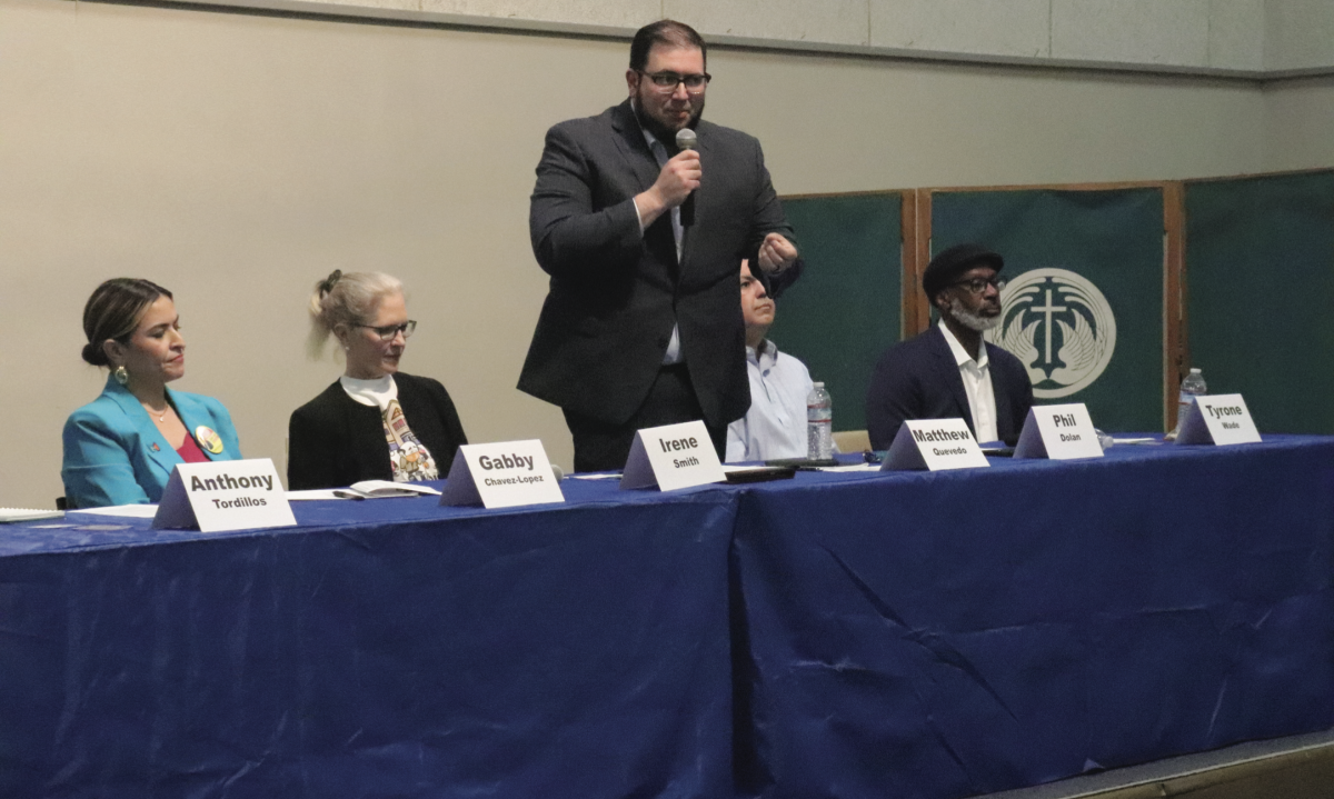 City council candidates attend a council forum and address issues from residents of District 3 on Monday night at Wesley United Methodist Fellowship hall in San Jos&#233;.